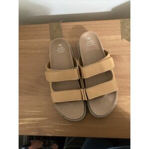 Oasis Society of California Sienna Double Strap Slide Sandals Women's Cognac 8.5